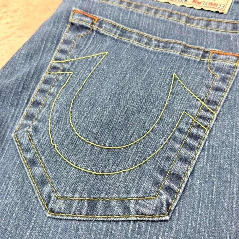 True Religion World Tour Logan Jeans Baggy Straight USA Mens 34x33 Y2K